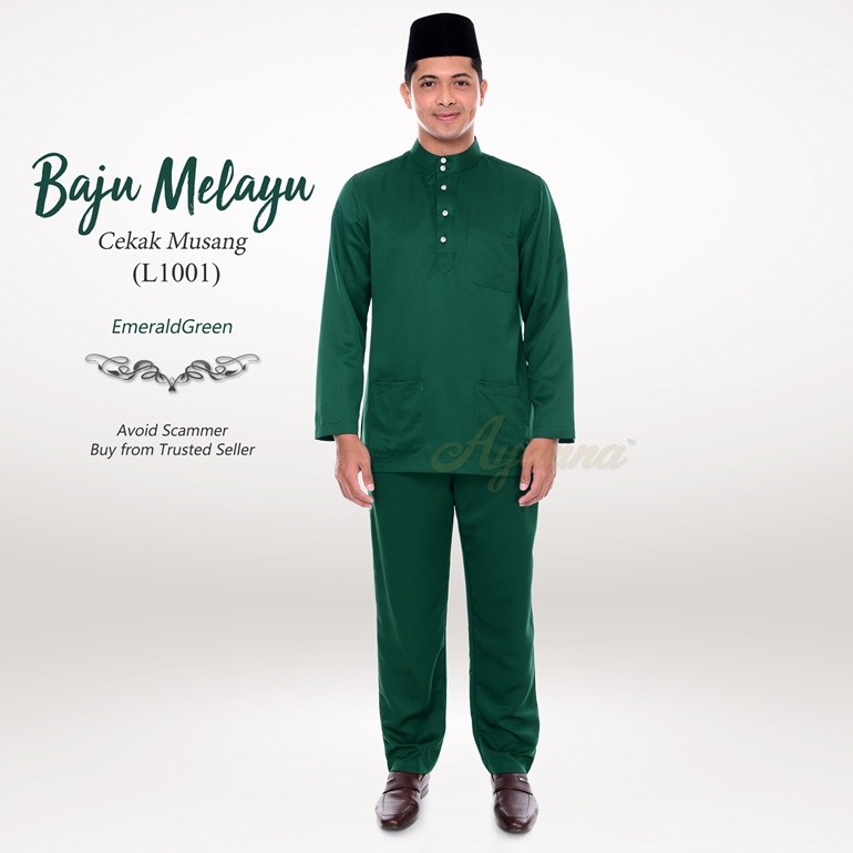 baju melayu hijau emerald