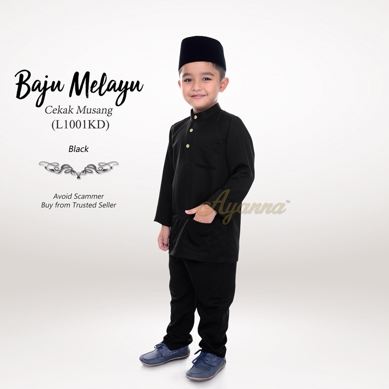 Baju Melayu Cekak Musang L1001KD (Black)