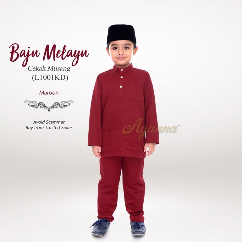 Baju Melayu Cekak Musang L1001KD (Maroon)