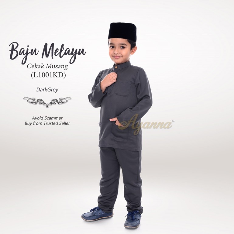 Baju Melayu Cekak Musang L1001KD (DarkGrey)