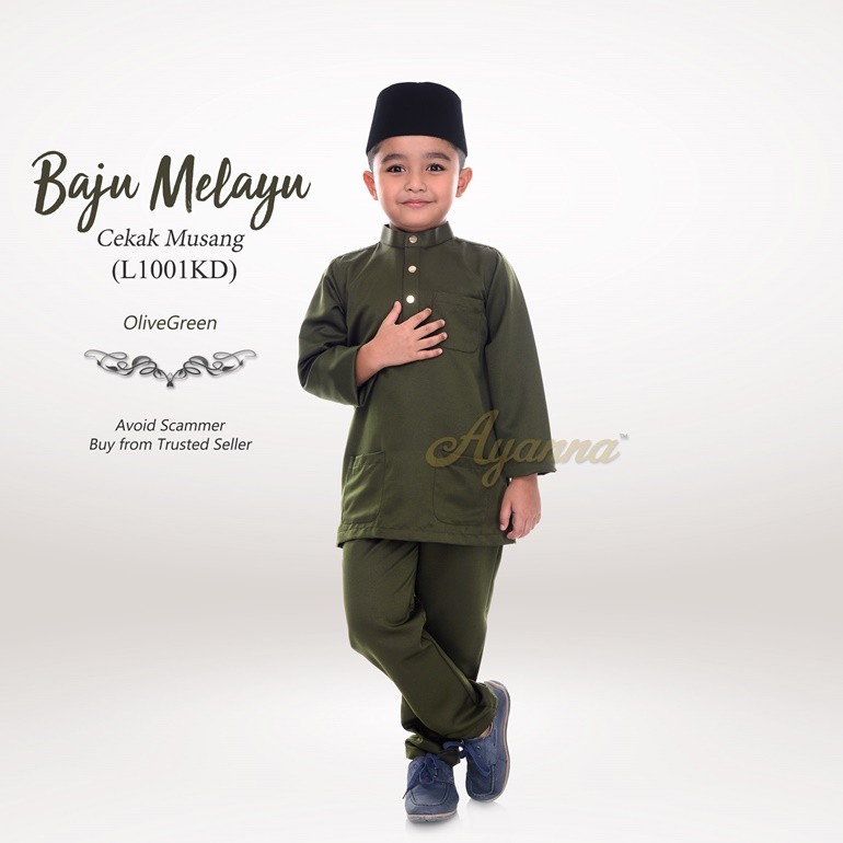 Baju Melayu Cekak Musang L1001KD (OliveGreen)