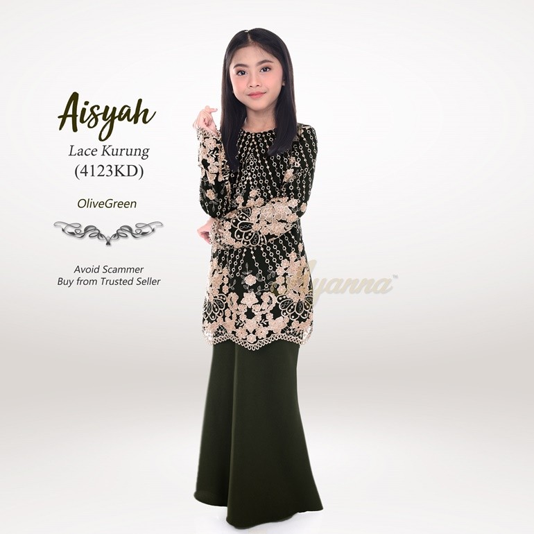 Aisyah Lace Kurung 4123KD (OliveGreen)