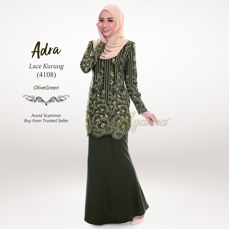 Adra Lace Kurung 4108 (OliveGreen)