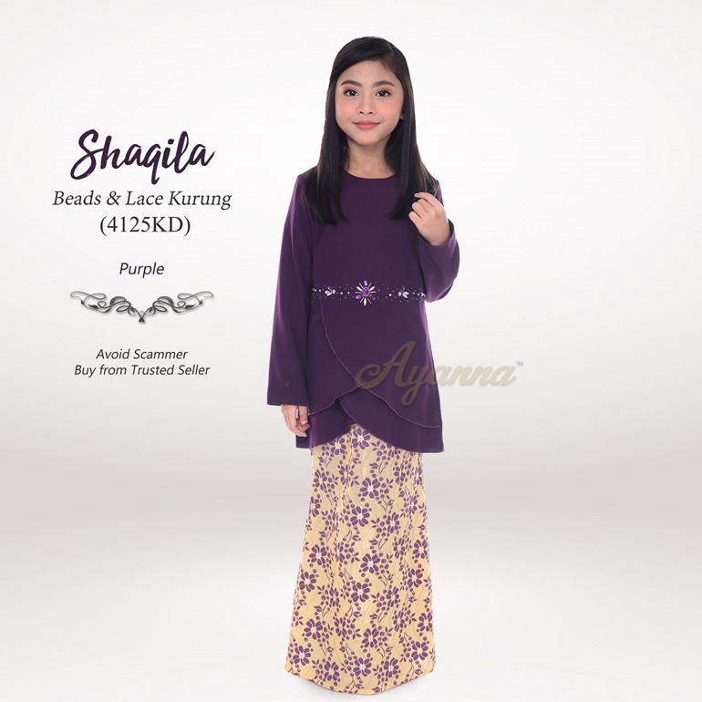 Shaqila Beads & Lace Kurung 4125KD (Purple)