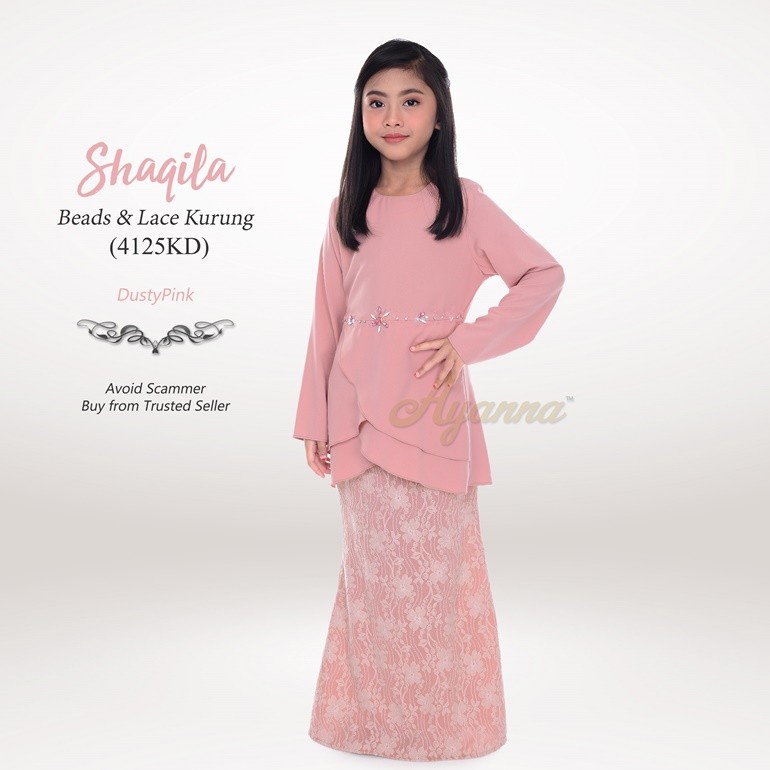 Shaqila Beads & Lace Kurung 4125KD (DustyPink)