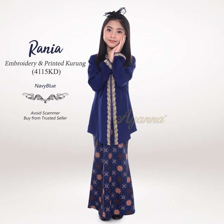 Rania Embroidery & Printed Kurung 4115KD (NavyBlue)