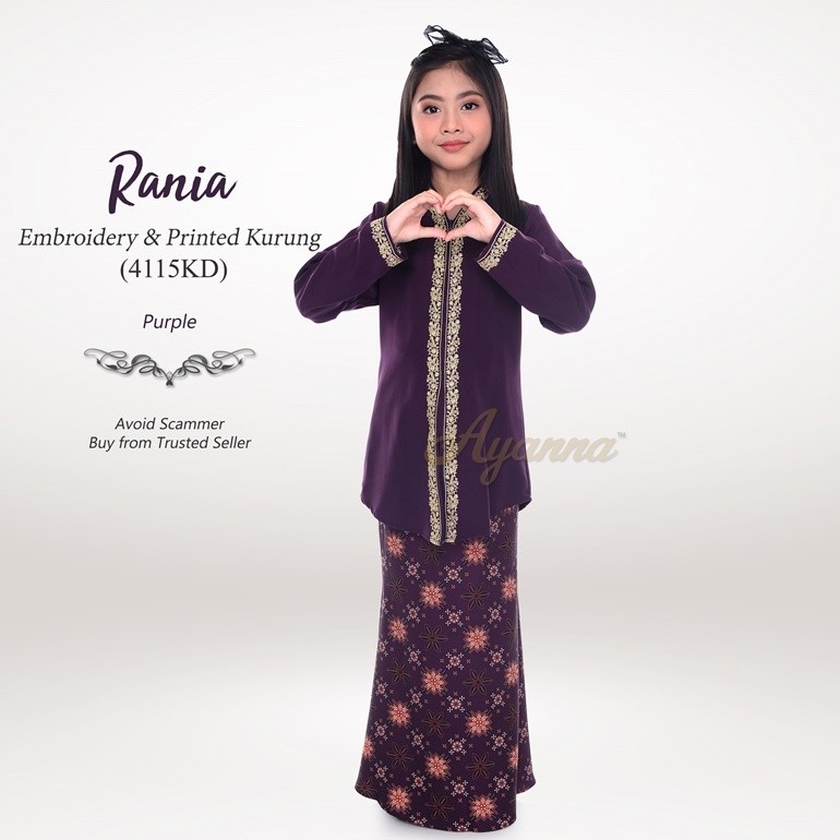 Rania Embroidery & Printed Kurung 4115KD (Purple)