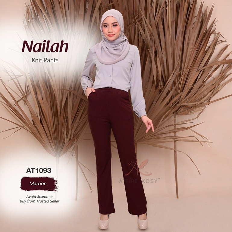Nailah Knit Pants AT1093 (Maroon)