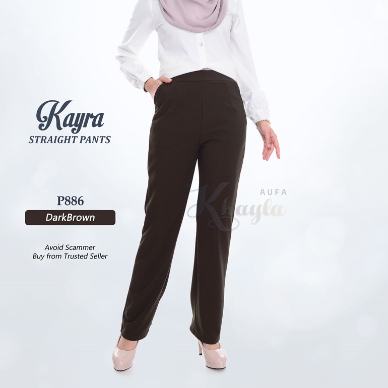 Kayra Straight Pants P886 (DarkBrown)
