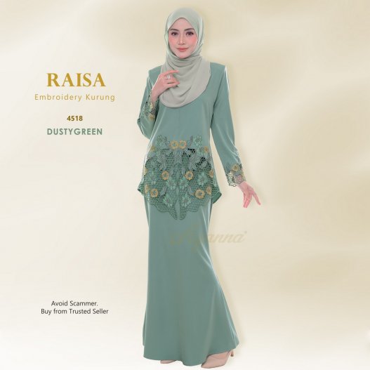Raisa Embroidery Kurung 4518 (DustyGreen) 
