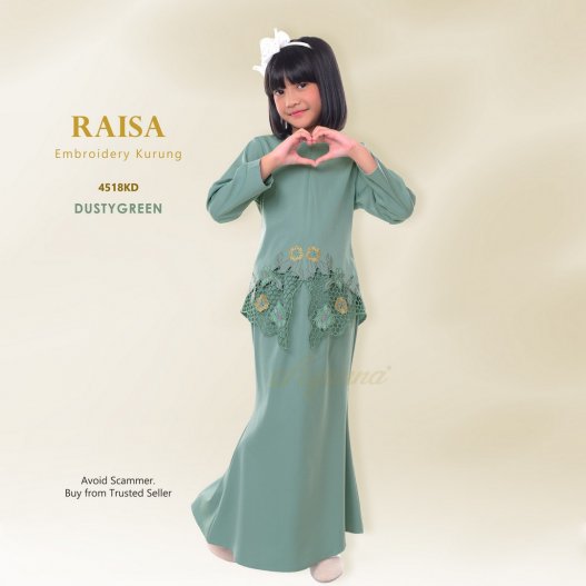 Raisa Embroidery Kurung 4518KD (DustyGreen)