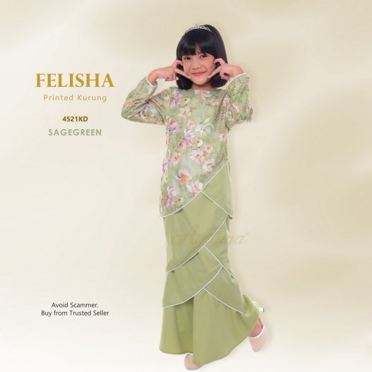 Felisha Printed Kurung 4521KD (SageGreen) 