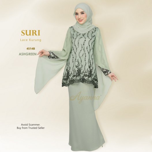 Suri Lace Kurung 4514B (AshGreen) 