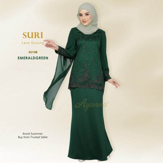 Suri Lace Kurung 4514B (EmeraldGreen) 