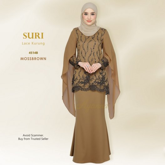 Suri Lace Kurung 4514B (MossBrown) 