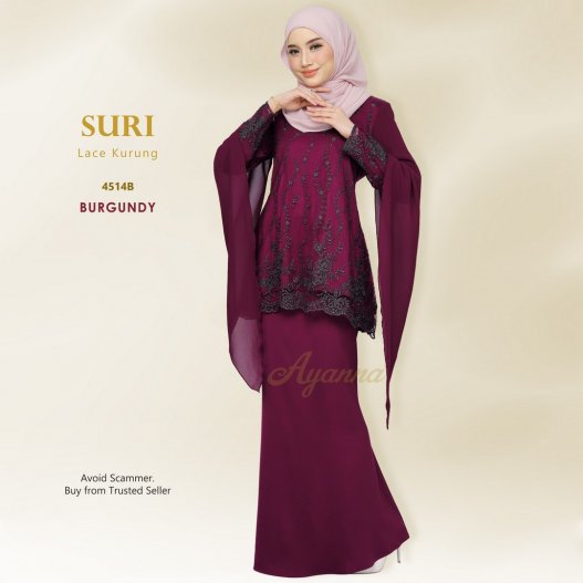 Suri Lace Kurung 4514B (Burgundy) 