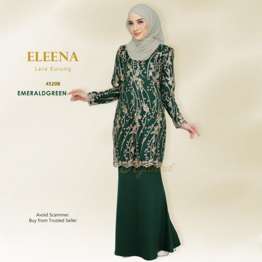 Eleena Lace Kurung 4520B (EmeraldGreen) 