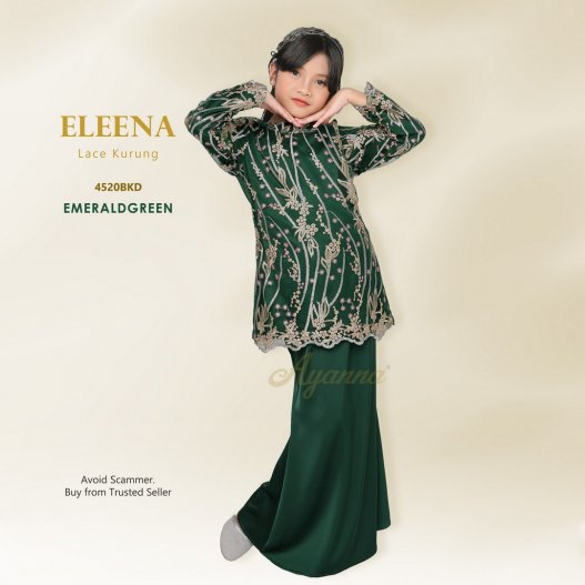 Eleena Lace Kurung 4520BKD (EmeraldGreen) 