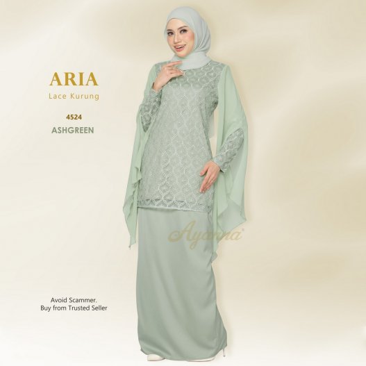 Aria Lace Kurung 4524 (AshGreen)
