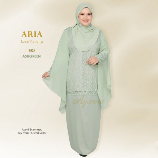 Aria Lace Kurung 4524 (AshGreen) 