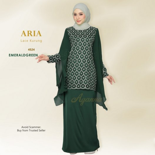 Aria Lace Kurung 4524 (EmeraldGreen)