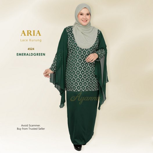 Aria Lace Kurung 4524 (EmeraldGreen) 