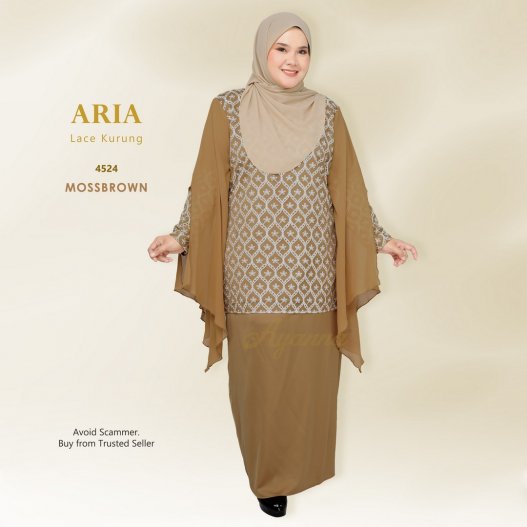 Aria Lace Kurung 4524 (MossBrown) 