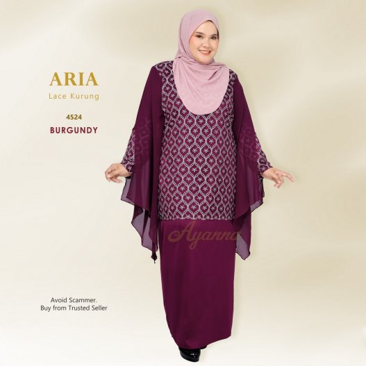 Aria Lace Kurung 4524 (Burgundy) 