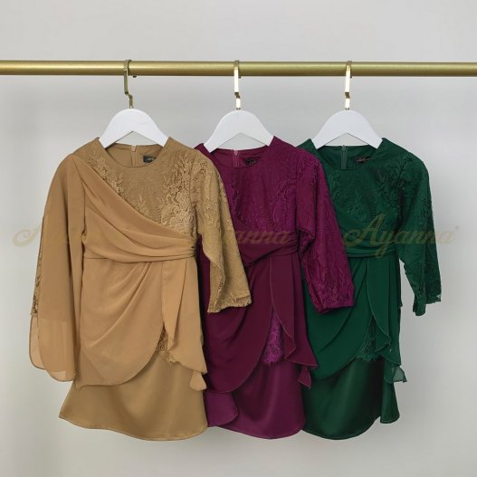 Arabela Lace Kurung 4526KD (MossBrown) 