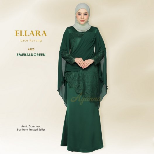 Ellara Lace Kurung 4525 (EmeraldGreen)