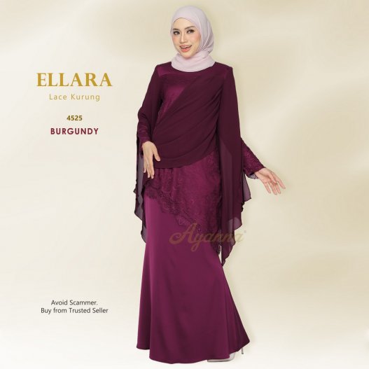 Ellara Lace Kurung 4525 (Burgundy)