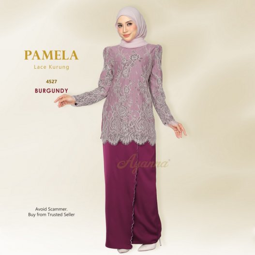 Pamela Lace Kurung 4527 (Burgundy) 