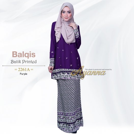 Balqis Dress Batik balqis batik printed 2261a purple Balqis Dress Batik balqis batik printed 2261a purple
