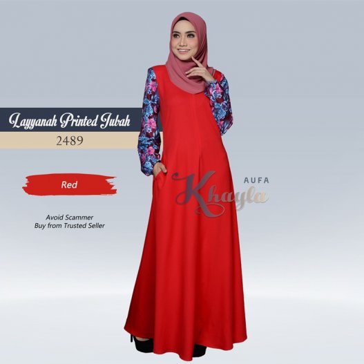 Layyanah Printed Jubah 2489 (Red) 