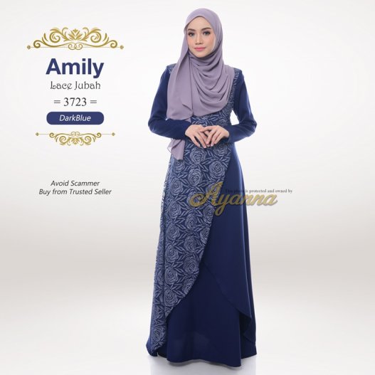 Amily Lace Jubah 3723 (DarkBlue) 