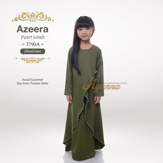 Azeera Pearl Jubah 3790A (OliveGreen) 