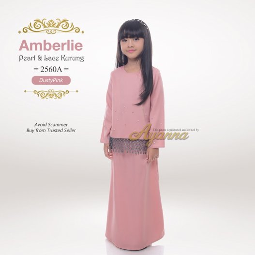 Amberlie Pearl & Lace Kurung 2560A (DustyPink) 