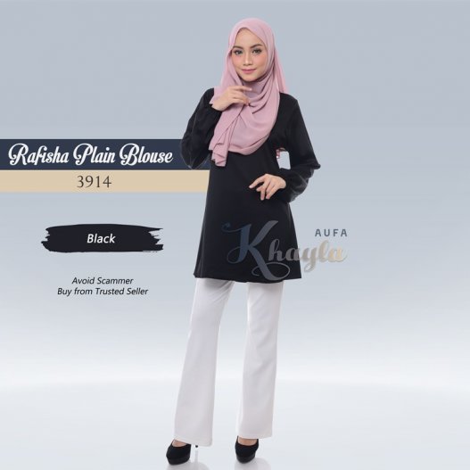 Rafisha Plain Blouse 3914 (Black) 