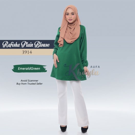 Rafisha Plain Blouse 3914 (EmeraldGreen)