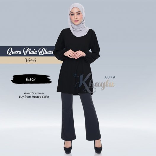 Qeera Plain Blouse 3646 (Black) 