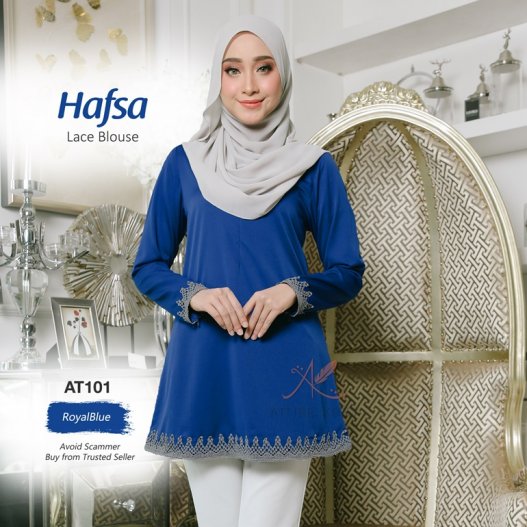 Hafsa Lace Blouse AT101 (RoyalBlue) 