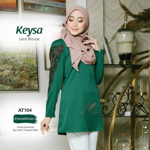 Keysa Lace Blouse AT104 (EmeraldGreen) 