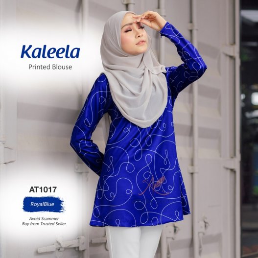 Kaleela Printed Blouse AT1017 (RoyalBlue) 