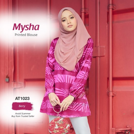 Mysha Printed Blouse AT1023 (Berry)