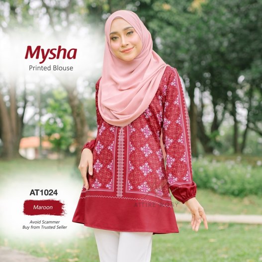 Mysha Printed Blouse AT1024 (Maroon)