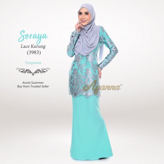 Soraya Lace Kurung 3983 (Turquoise) 
