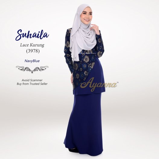 Suhaila Lace Kurung 3978 (NavyBlue) 