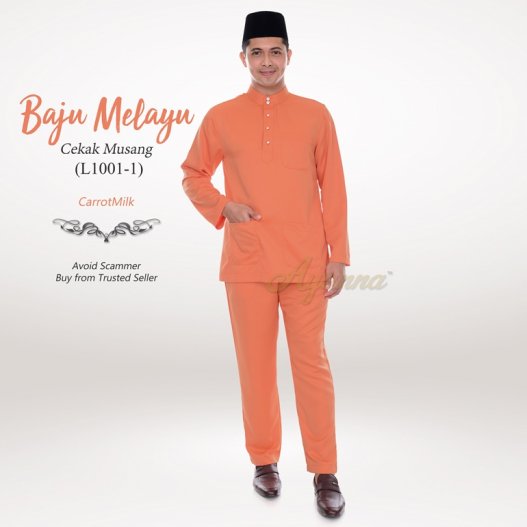 Baju Melayu Cekak Musang L1001-1 (CarrotMilk) 