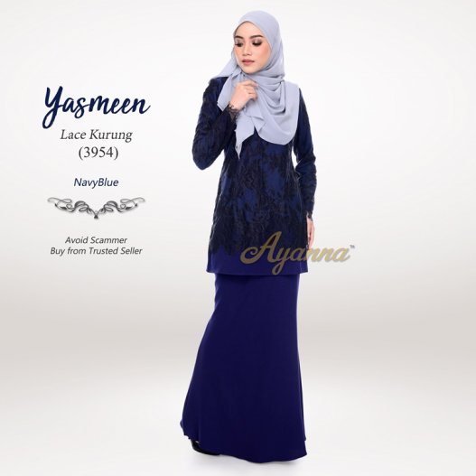 Yasmeen Lace Kurung 3954 (NavyBlue) 