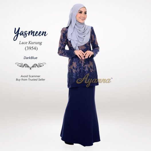 Yasmeen Lace Kurung 3954 (DarkBlue)